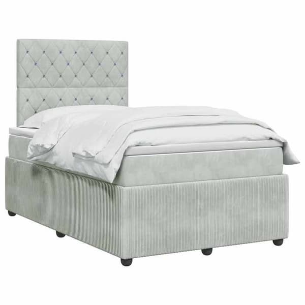Maison Exclusive - Boxspring-sänky vaaleanharmaalla patjalla 120 x 200 cm Sametti Ljusgrått