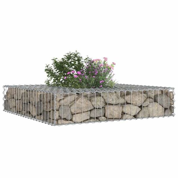 Stängselpanel - EXKLUSIV HUS - Gabion 100x100x20 cm - Trä & metall - Galvaniserat stål - Silverfärgad Silver