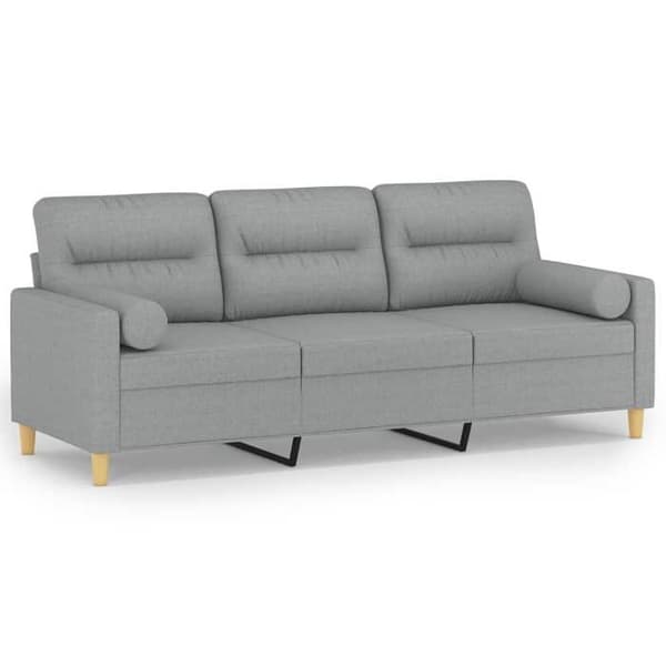 Soffa 3 platser - Maison Exclusive - Ljusgrå - Tyg 100% polyester - Metallram ljusgrått