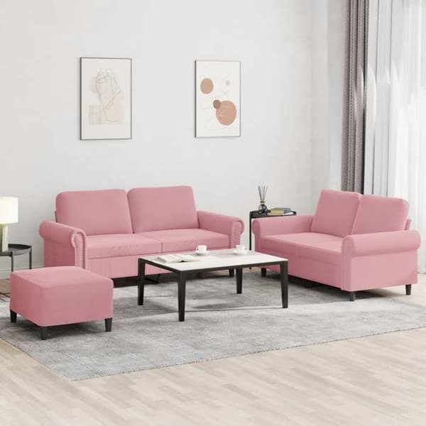 Maison Exclusive - Sæt af 3 sofaer med puder i rosa velour