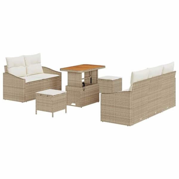 Trädgårdsmöbler - MAISON EXCLUSIVE - Set med 8 delar - Beige - Polyrotin - Justerbart bord beige