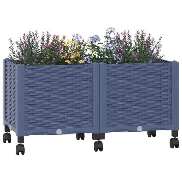 Maison Exclusive - Pyörillä varustettu ruukku Harmaa Sininen 80 x 40 x 48 cm PP