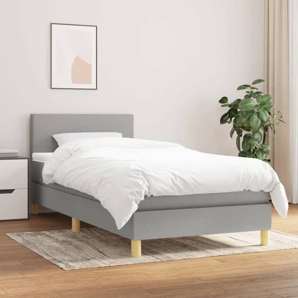 Maison Exclusive - Seng med lameller og madras Grå lys 100x200cm Stof