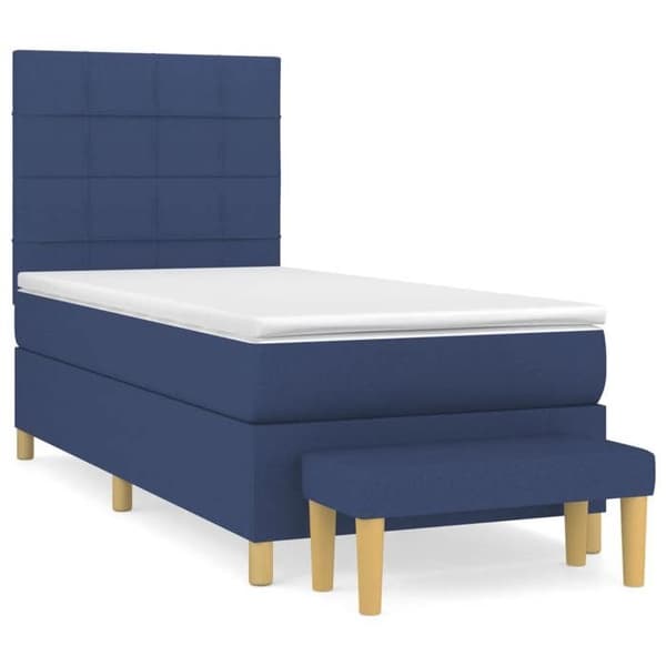 Maison Exclusive - Sengestel med springmadras Blå 90x200 cm Stof