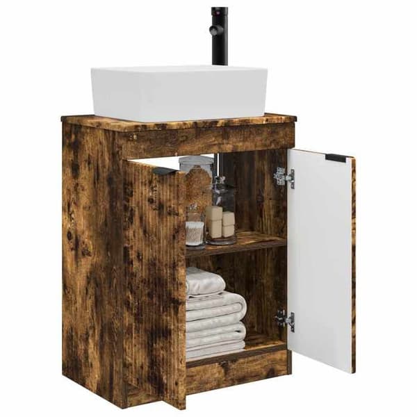 Maison Exclusive - Badeværelsesmøbel med vask Røget eg 54 x 35 x 83 cm