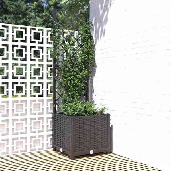 Maison Exclusive - Havekasse med espalier Sort 40x40x136 cm PP
