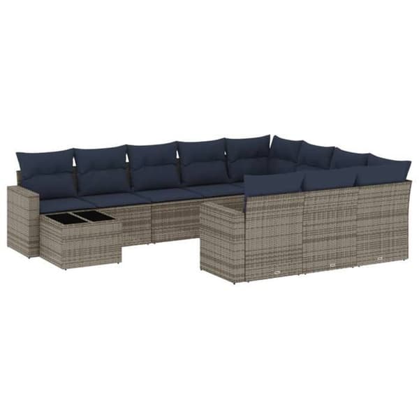 Havemøbel sæt - MAISON EXCLUSIVE - Modulerbart - 11 stk - Grå PE rattan - Tempereret glas bordplade Grå
