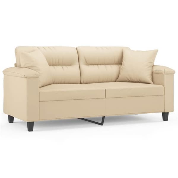 Maison Exclusive - Soffa 2 platser med kuddar i krämfärg 140 cm mikrofiber