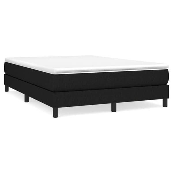 Maison Exclusive - Sengebund med lameller og madras Sort 140x190 cm Stof