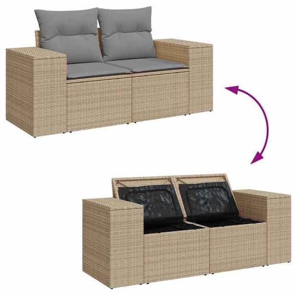 Maison Exclusive - Trädgårdsmöbler med kuddar 5 delar beige flätad resin