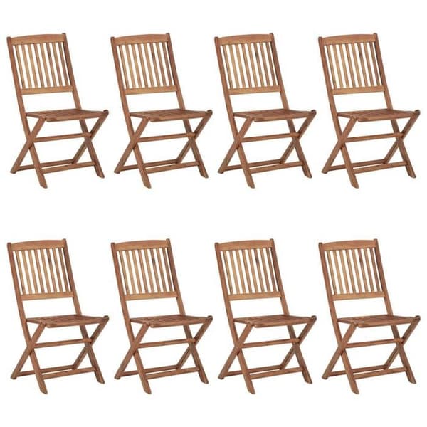 Trädgårdsstolar - Exklusivt Hem - Set om 8 - Akaciaträ - Fällbara med kuddar beige