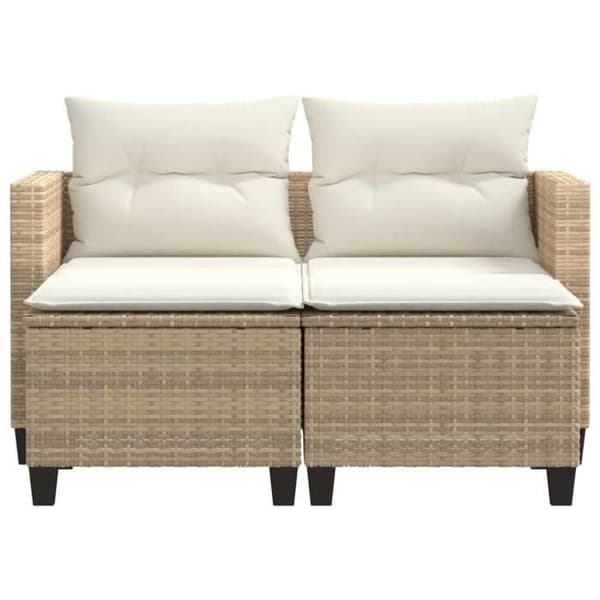 Maison Exclusive - 2-sits trädgårdssoffa med beige flätad resinpuffar
