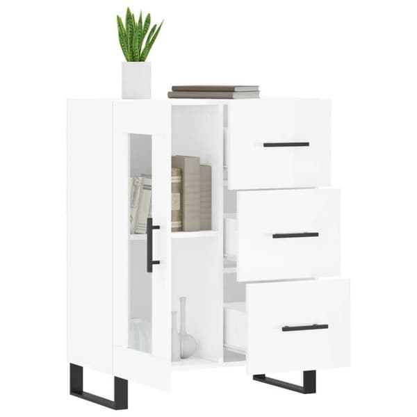 Maison Exclusive - Buffé Vit glänsande 69,5x34x90 cm Ingenjörsträ