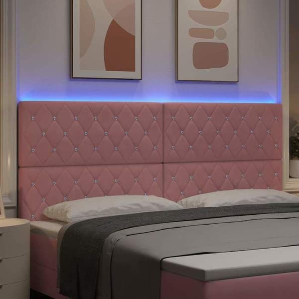 Maison Exclusive - LED-hovedgærde med rosa LED-strips 200 cm Velour