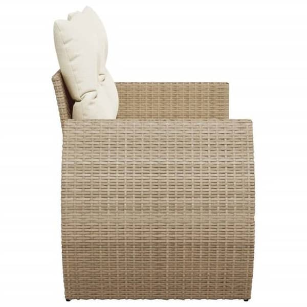 Maison Exclusive - Trädgårdsoffa med kuddar 2 platser beige flätad resin