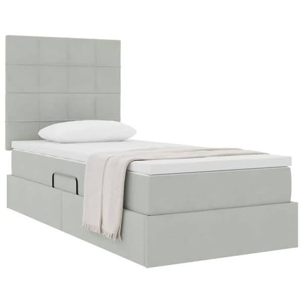 Maison Exclusive - Säng med förvaring och madrass Grå ljus 100 x 200 cm Sammet