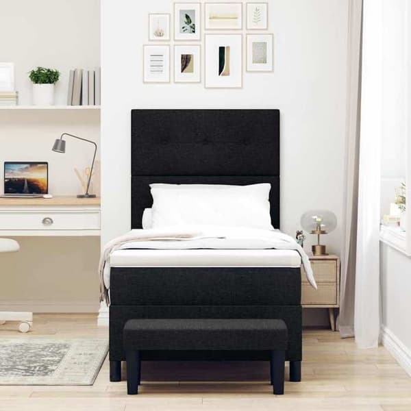 Maison Exclusive - Fjederseng med sort hovedgærde 80 x 200 cm stof