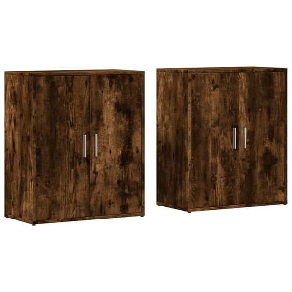 Maison Exclusive - Buffeter 2 stk røgfyldt eg 60x31x70 cm ingeniørtræ