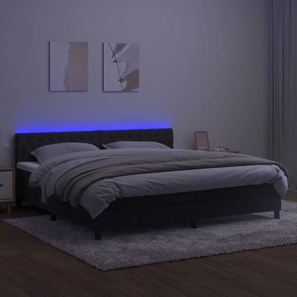Maison Exclusive - Sengebunde med madras og LED Sort 200x200 cm