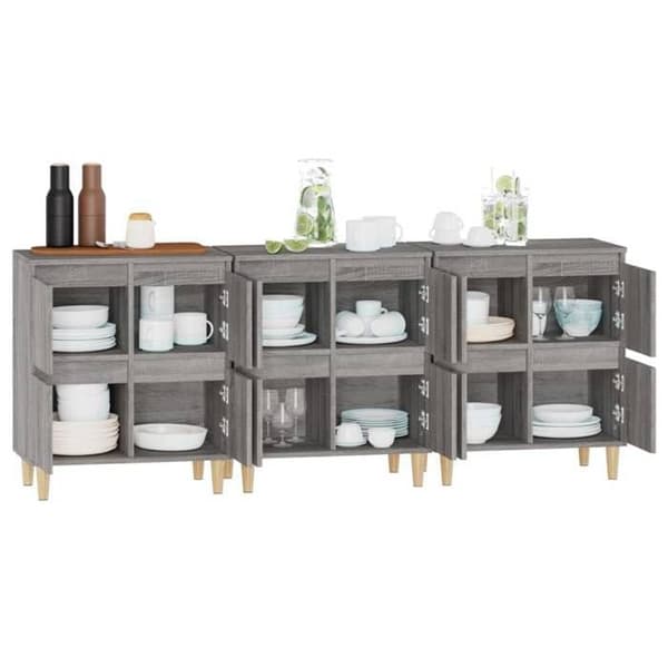 Maison Exclusive - Bufféer 3 st sonoma grå 60x35x70 cm ingenjörsträ