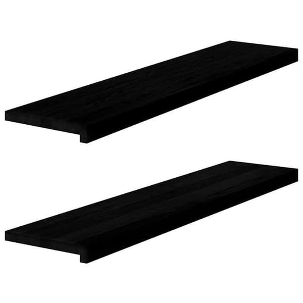 Trappe trin - EKSKLUSIV HUS - 110x25x2 cm - Massiv eg - Brun-sort - Sæt af 2 brun-svart