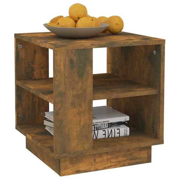 Bord - EKSKLUSIV HUS - 40 x 40 x 43 cm - Røget eg - 2 hylder - Spånplade Rökt ek