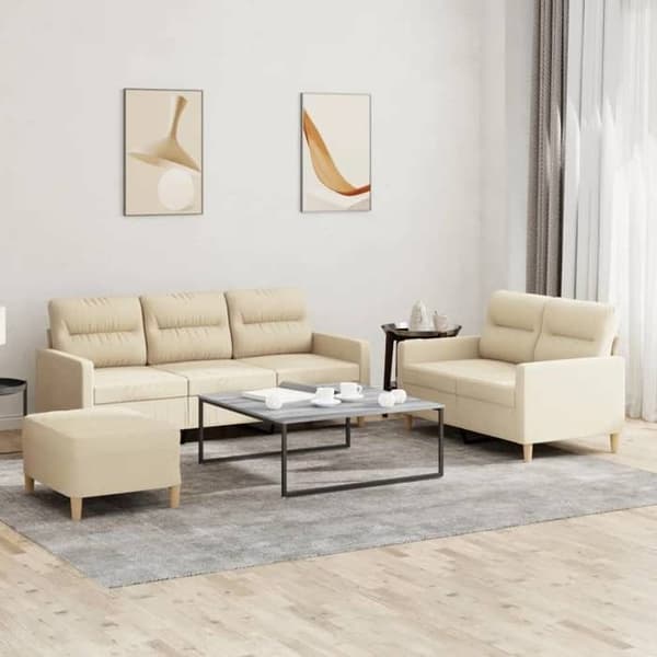 Maison Exclusive - Sæt af 3 sofaer med puder Creme Stof