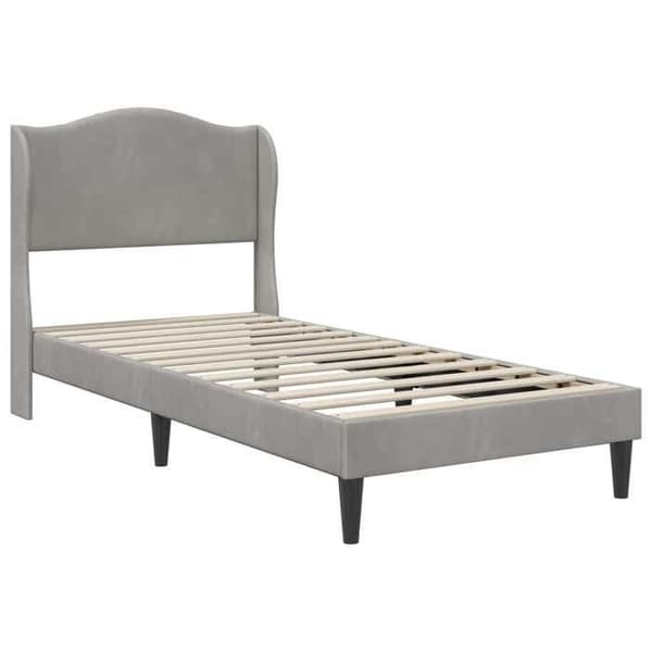 Maison Exclusive - Sängram med huvudgavel Ljusgrå 80 x 200 cm Sammet