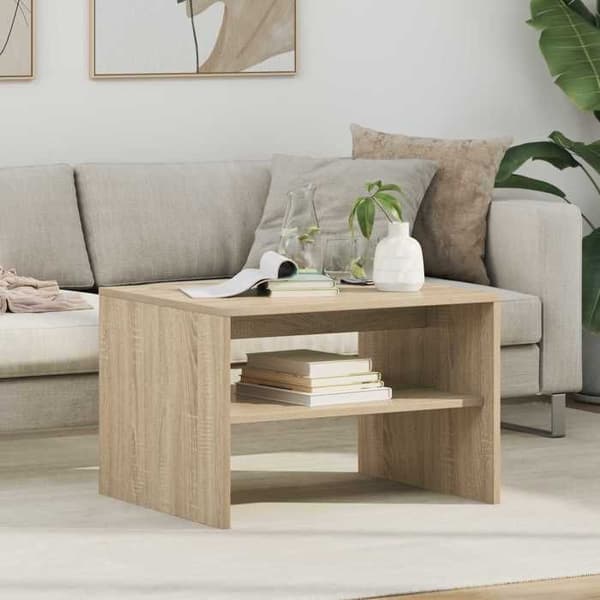 Bord - EKSKLUSIV HUS - Sonoma Eg - Ingeniørtræ - Rektangulær - Indbyggede hylder Sonoma ek