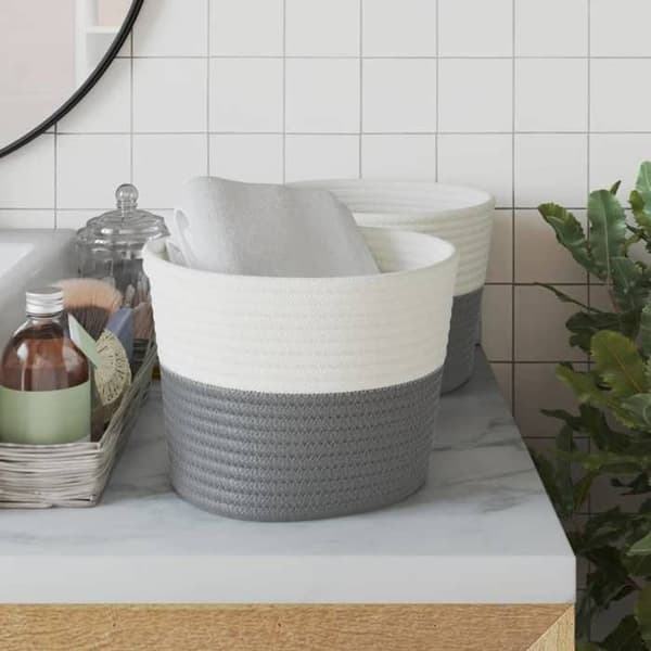 Maison Exclusive - Förvaringskorgar 2 st grå och vit Ø24x18 cm bomull Grå och vit
