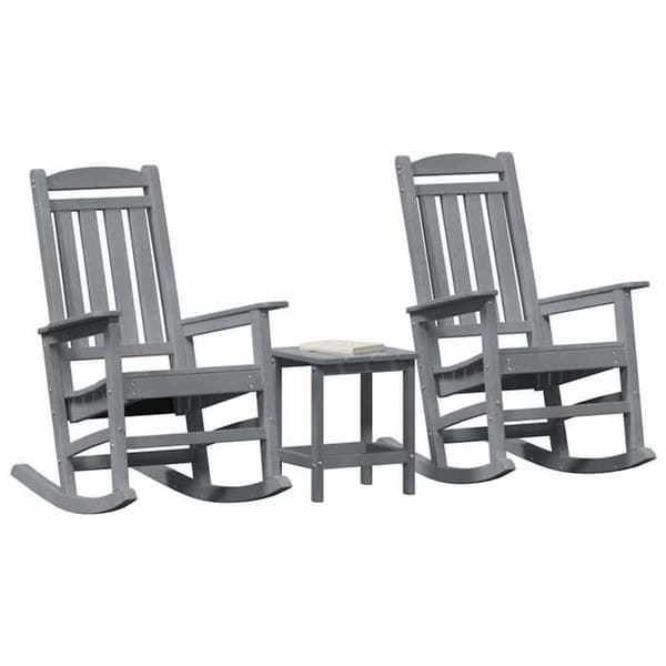 Maison Exclusive - 3 kpl vaaleanharmaa polyeteenistä valmistettu keinutuoli