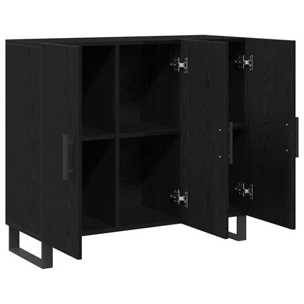 Maison Exclusive - Buffet Sort egetræ 90 x 34 x 80 cm Ingeniørtræ svart ek