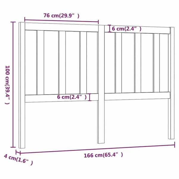 Maison Exclusive - Sort hovedgærde 166x4x100 cm Massivt fyrretræ