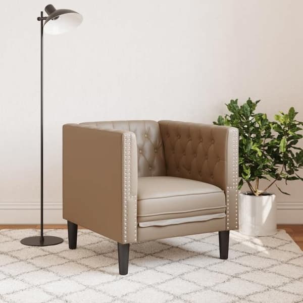 Maison Exclusive - Chesterfield lænestol cappuccino i kunstlæder