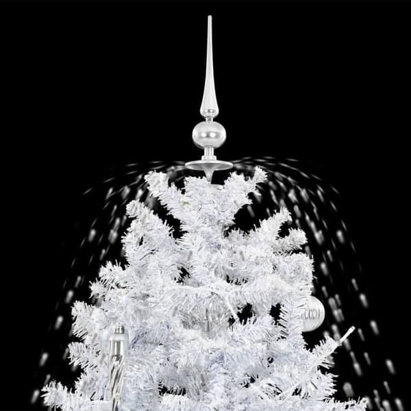 Maison Exclusive - Snöig julgran med vit paraplybas 140 cm Vit och silver (dekorationer)