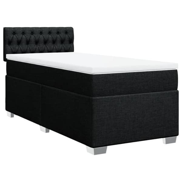 Maison Exclusive - Sengebund med lameller og madras Sort 100x200 cm Stof