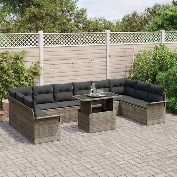 Trädgårdsmöbler - EXKLUSIVT HUS - Modulär - Poly rattan & polyester - Justerbart bord - Väderbeständig Neutrala färger