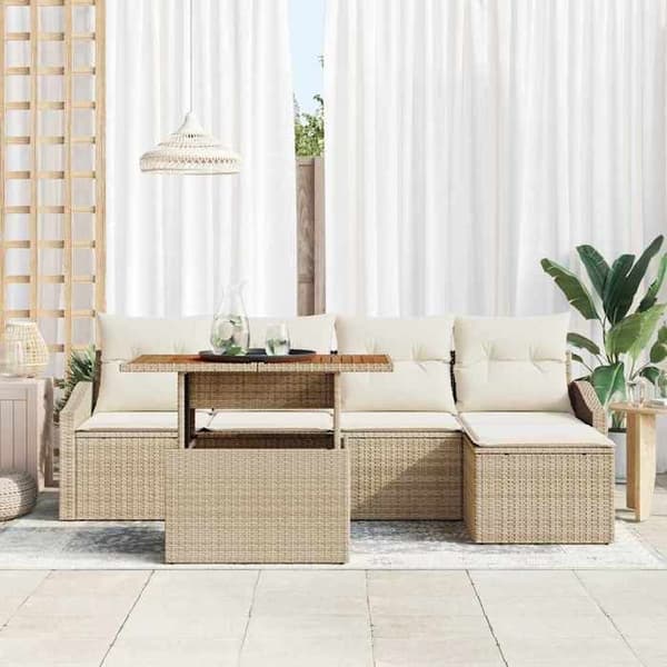 Maison Exclusive - 6 osan puutarhakalustesarja Beige ja kerma