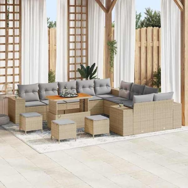 Maison Exclusive - 14 osan puutarhakalustesarja Beige ja Vaaleanharmaa