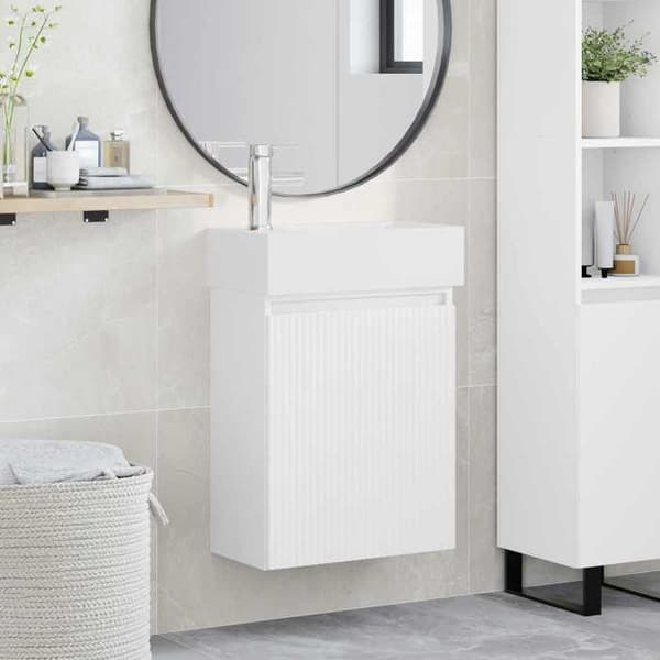 Maison Exclusive - Badrumsmöbel med kran Vit 45,5 x 22,5 x 84 cm