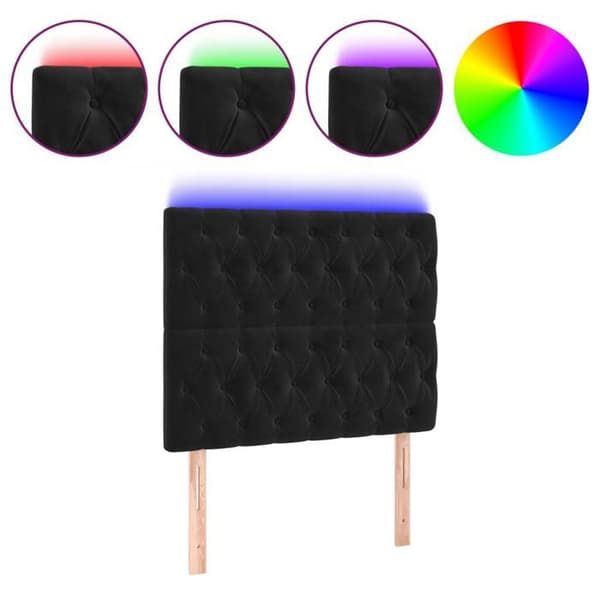 Maison Exclusive - LED Hovedgærde Sort 100x7x118/128 cm Velour svart