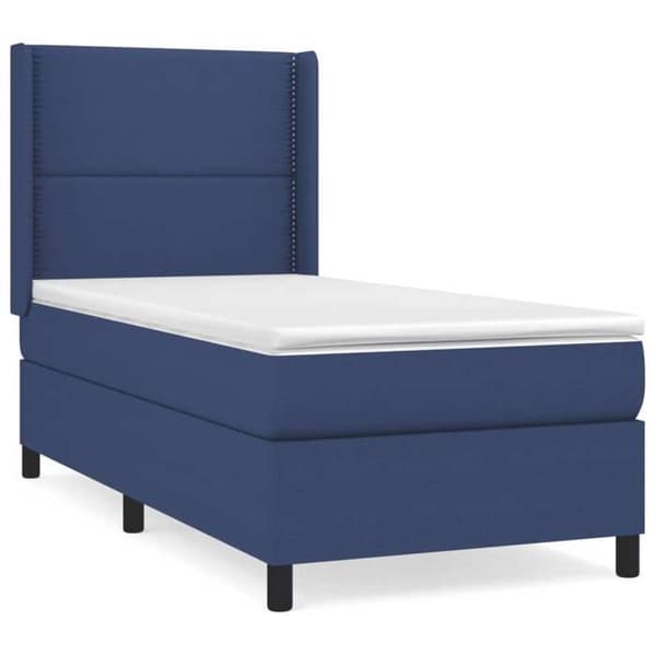 Maison Exclusive - Sengestel med springmadras Blå 90x200 cm Stof