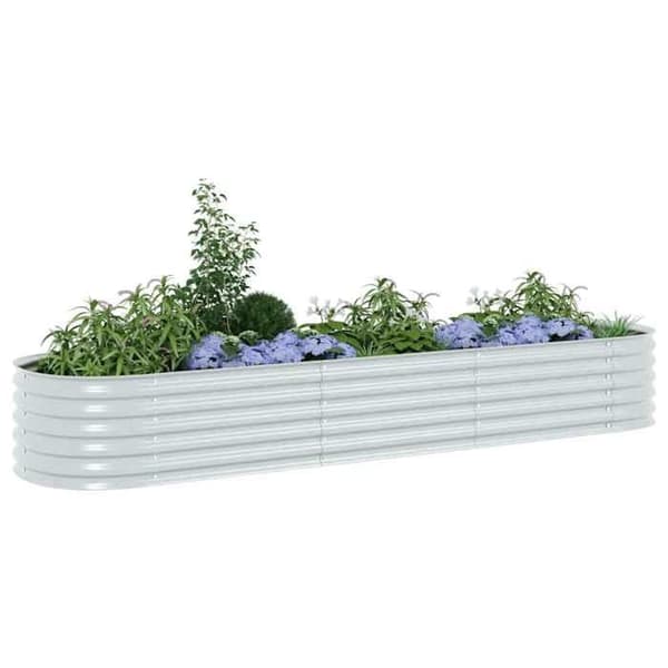 Maison Exclusive - Upphöjd trädgårdssäng 320x80x44 cm Galvaniserat stål Silverfärgad Silver