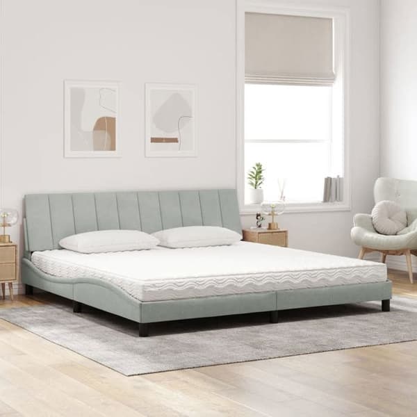 Maison Exclusive - Hanko vaaleanharmaa sänky patjalla 200x200 cm sametti ljusgrått