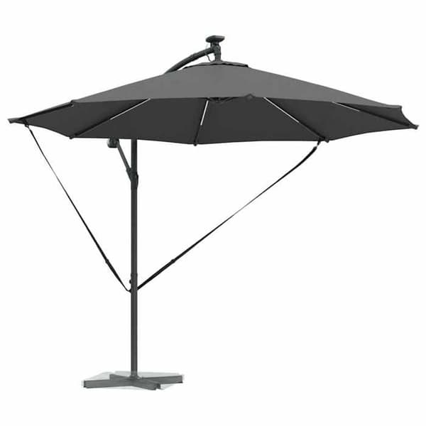 Parasolfly - EKSKLUSIV HUS - 294x294x248 cm - Polyester & Aluminium - 360° rotation - Solcelle LED antracit