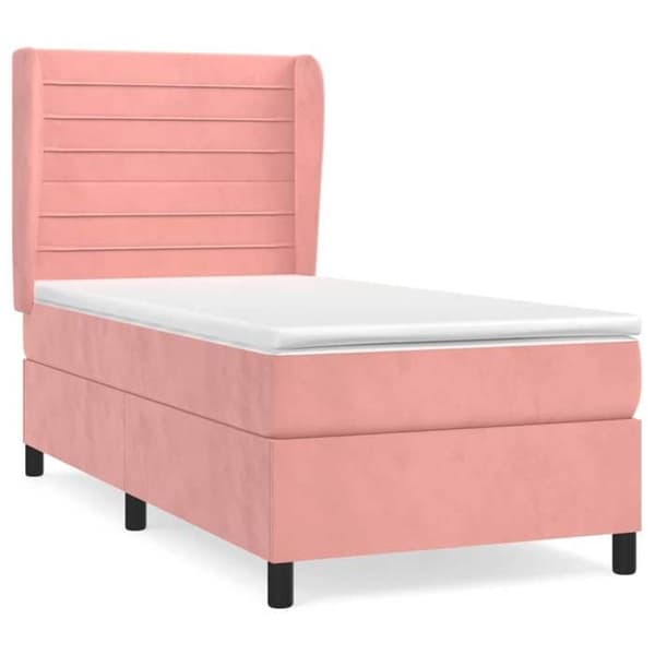 Maison Exclusive - Sängyn lattiapaneeli ja vaaleanpunainen patja 90x200 cm samettia