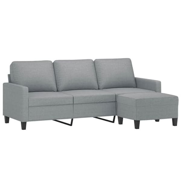 Maison Exclusive - 3-sitssoffa med fotpall Ljusgrå 180 cm Tyg Ljusgrått
