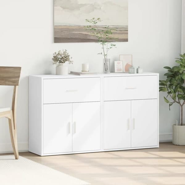 Maison Exclusive - Bufféer 2 st vit 60x31x70 cm ingenjörsträ