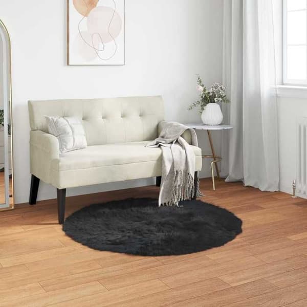 Tæppe - MAISON EXCLUSIVE - TAFALLA - Rund - Sort - Ø 120 cm Svart