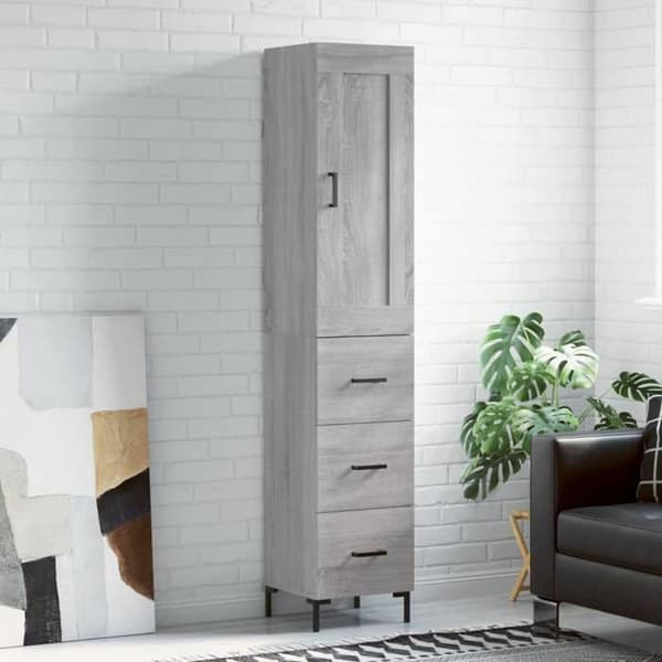 Maison Exclusive - Buffé hög Sonoma grå 34,5x34x180 cm Ingenjörsträ Sonoma grå